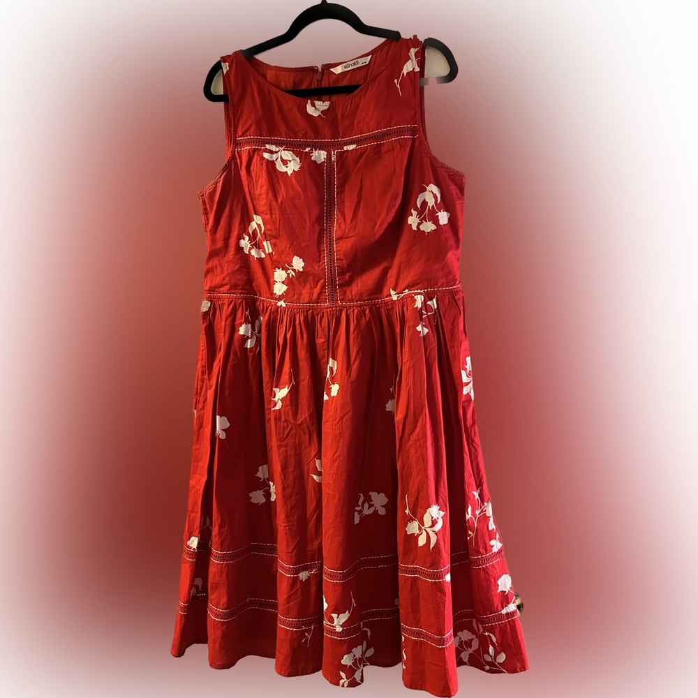 eShakti Size 16 Sleeveless Dress with Lattice Detail